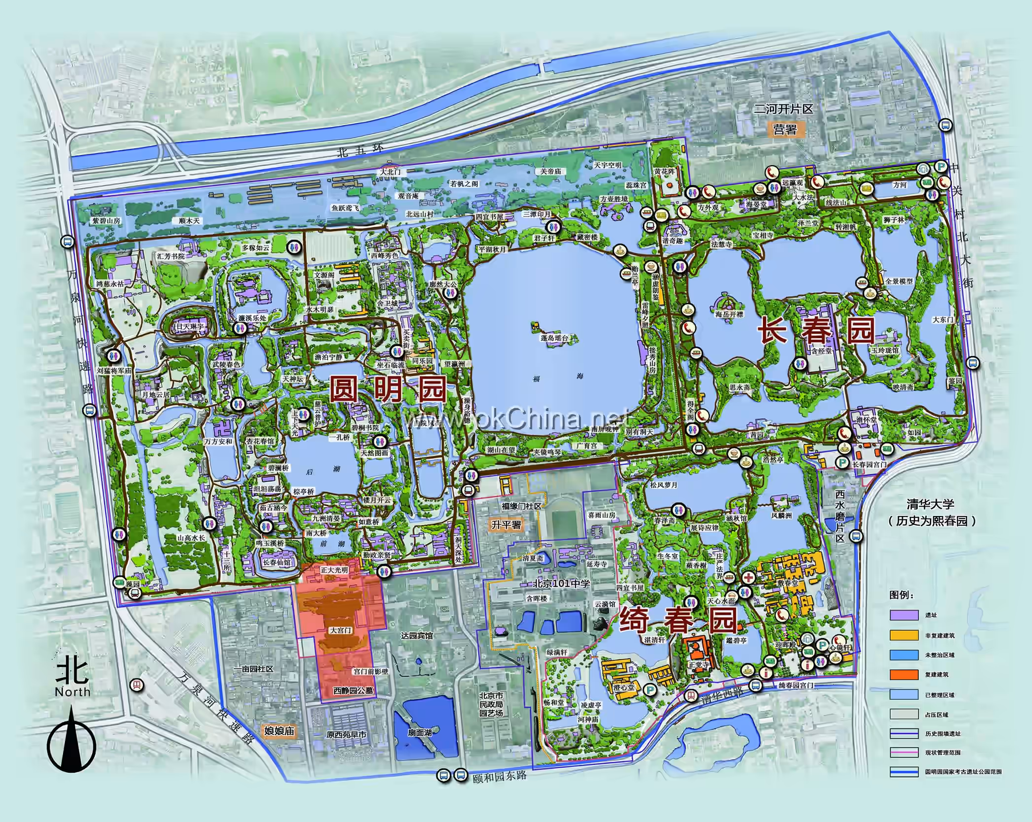 Map of Yuanmingyuan Ruins Park Scenic Area