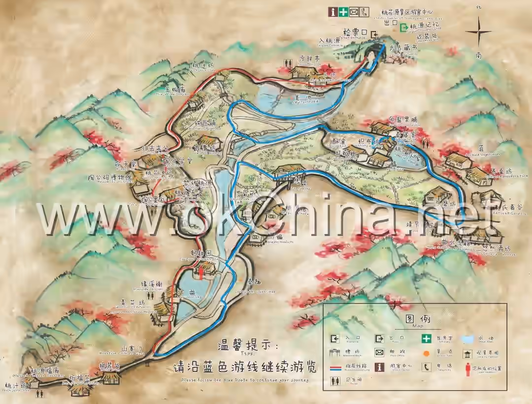 Map of Peach Blossom Stream Tourist Area