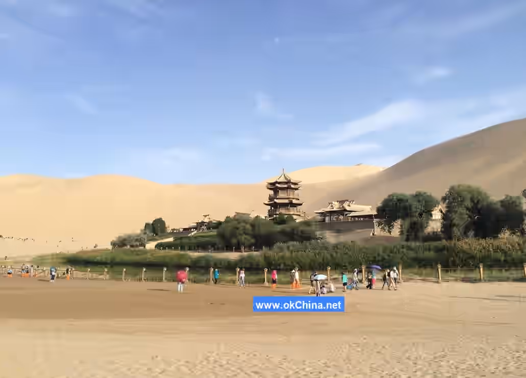 Mingshashan Mountain And Crescent Moon Shaped Spring Scenic Area