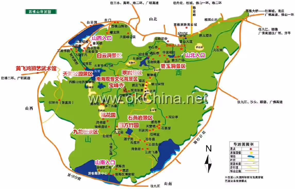 Map of Xiqiao Mountain Scenic Area
