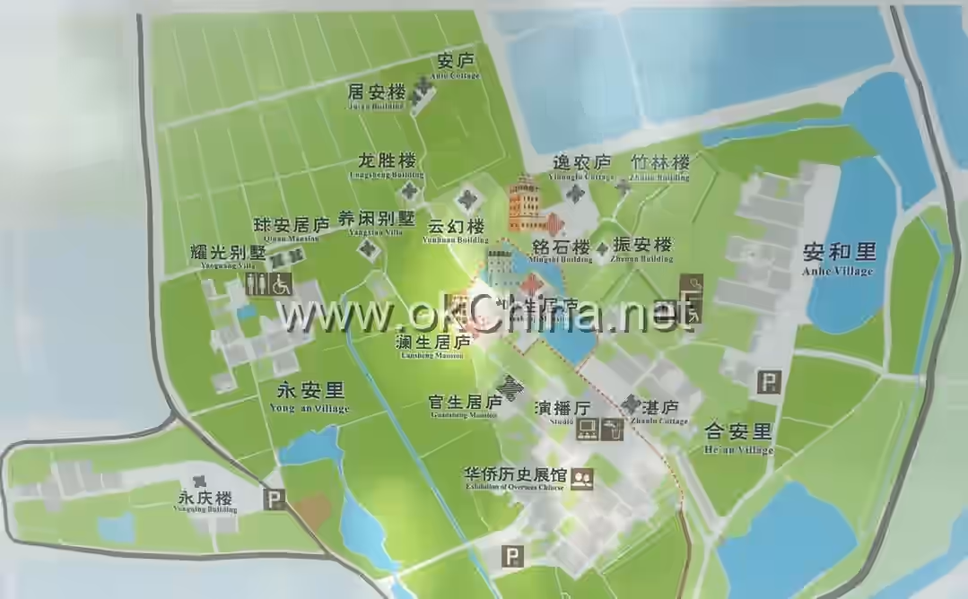 Map of Kaiping Diaolou Cultural Tourist Area