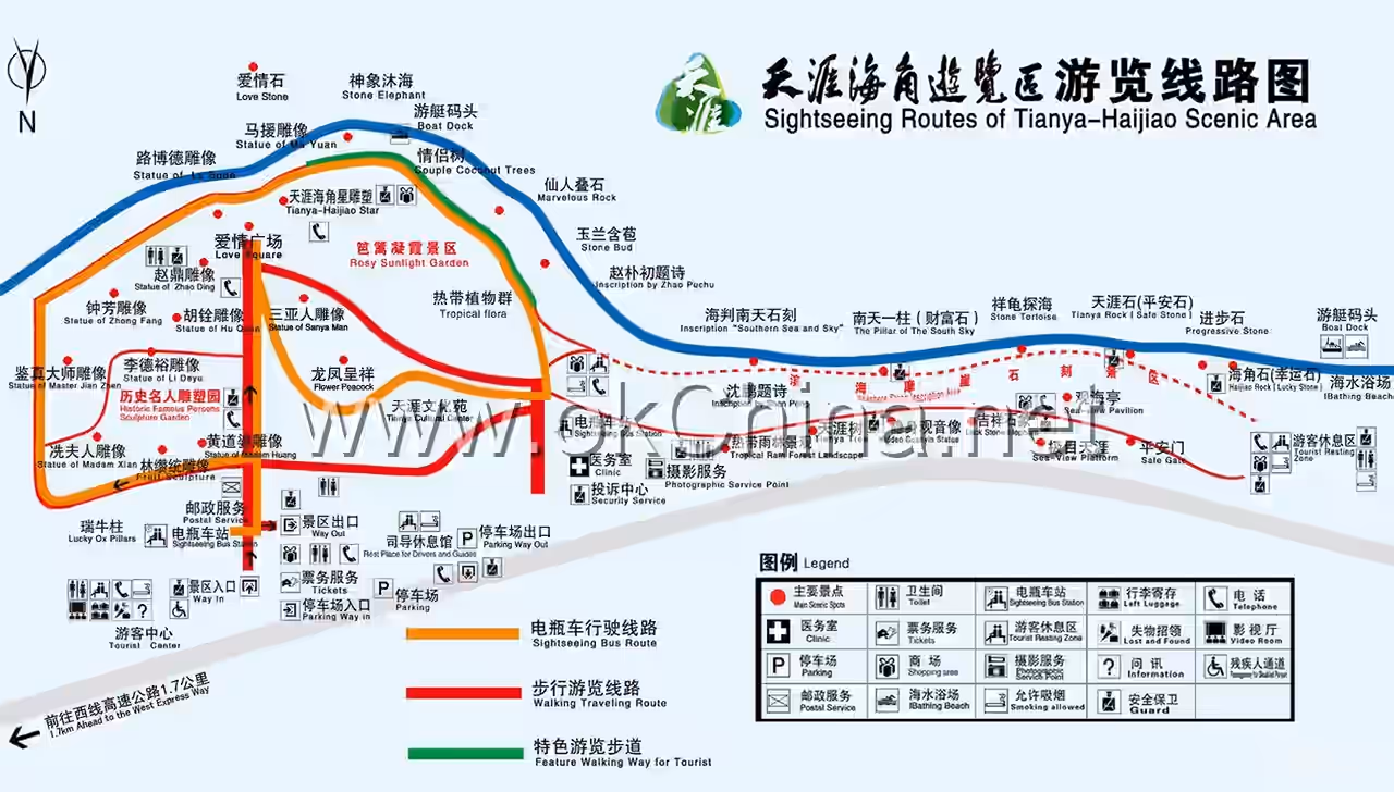 Map of Tianya Haijiao Scenic Area