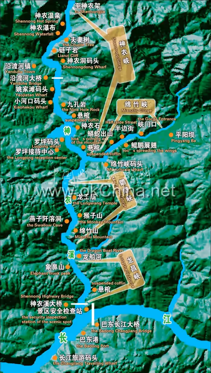 Map of Shennong Stream Ropeway Cultural Tourist Area