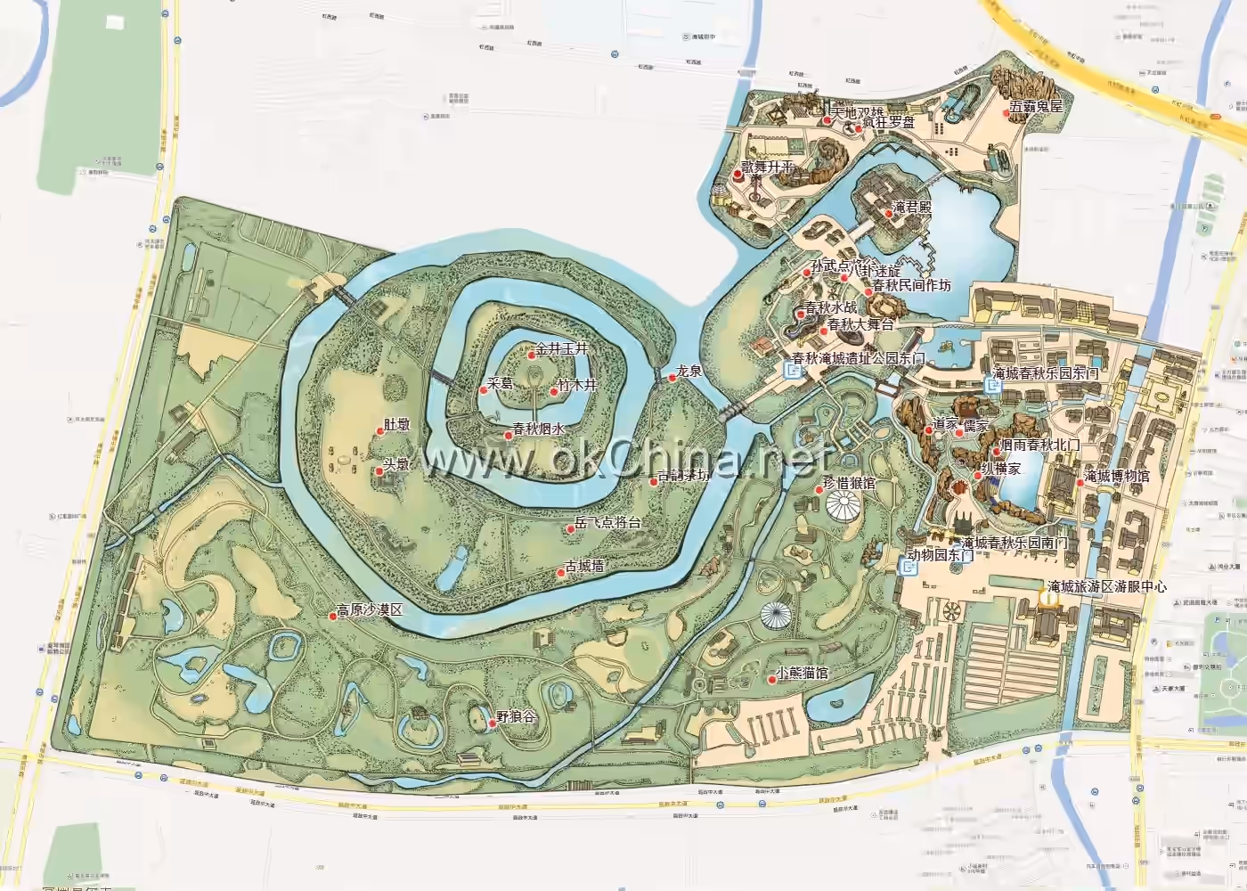 Map of Spring And Autumn Yancheng Tourist Area