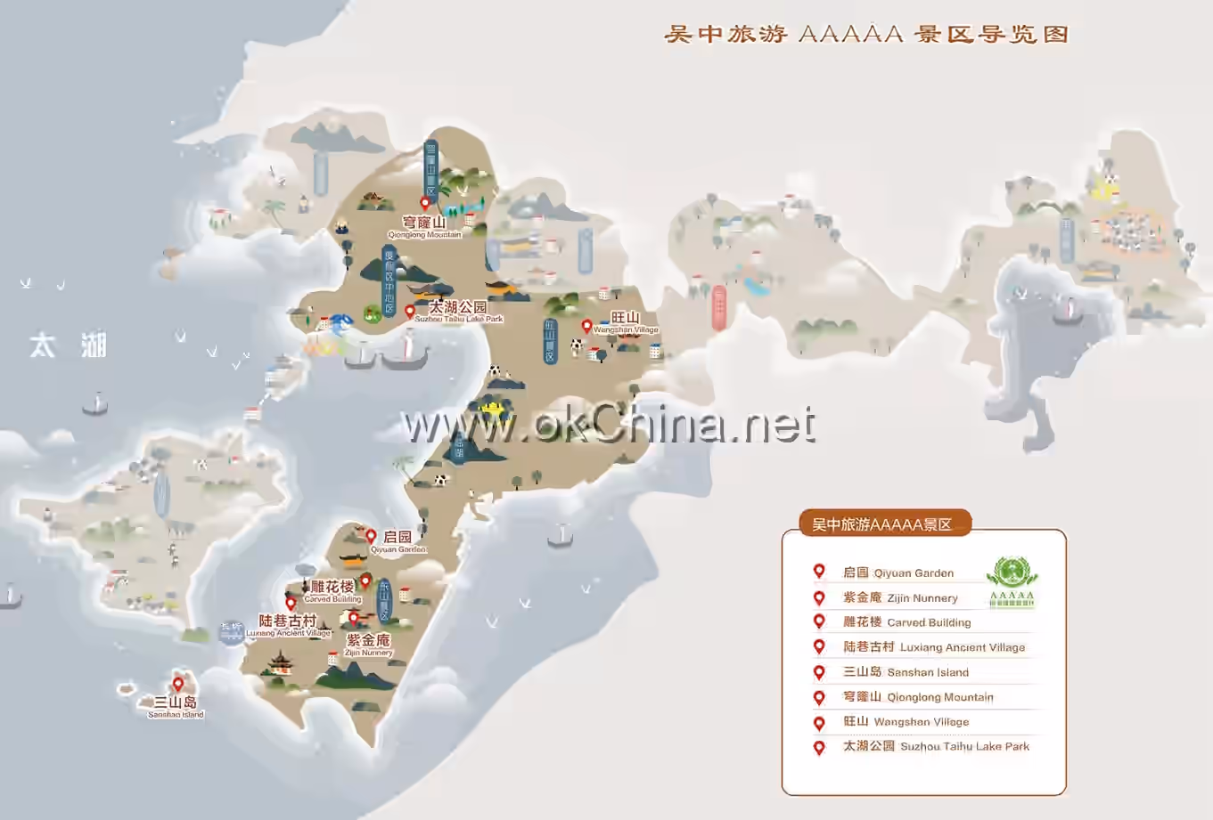 Map of Taihu Lake Tourist Area