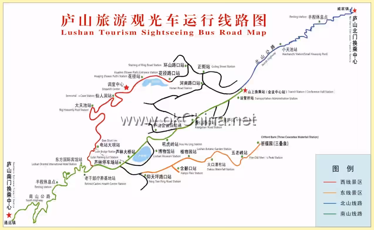 Map of Lushan Mountain Scenic Area