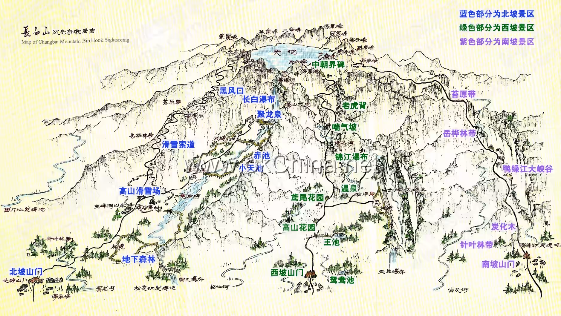 Map of Changbai Mountain Scenic Area