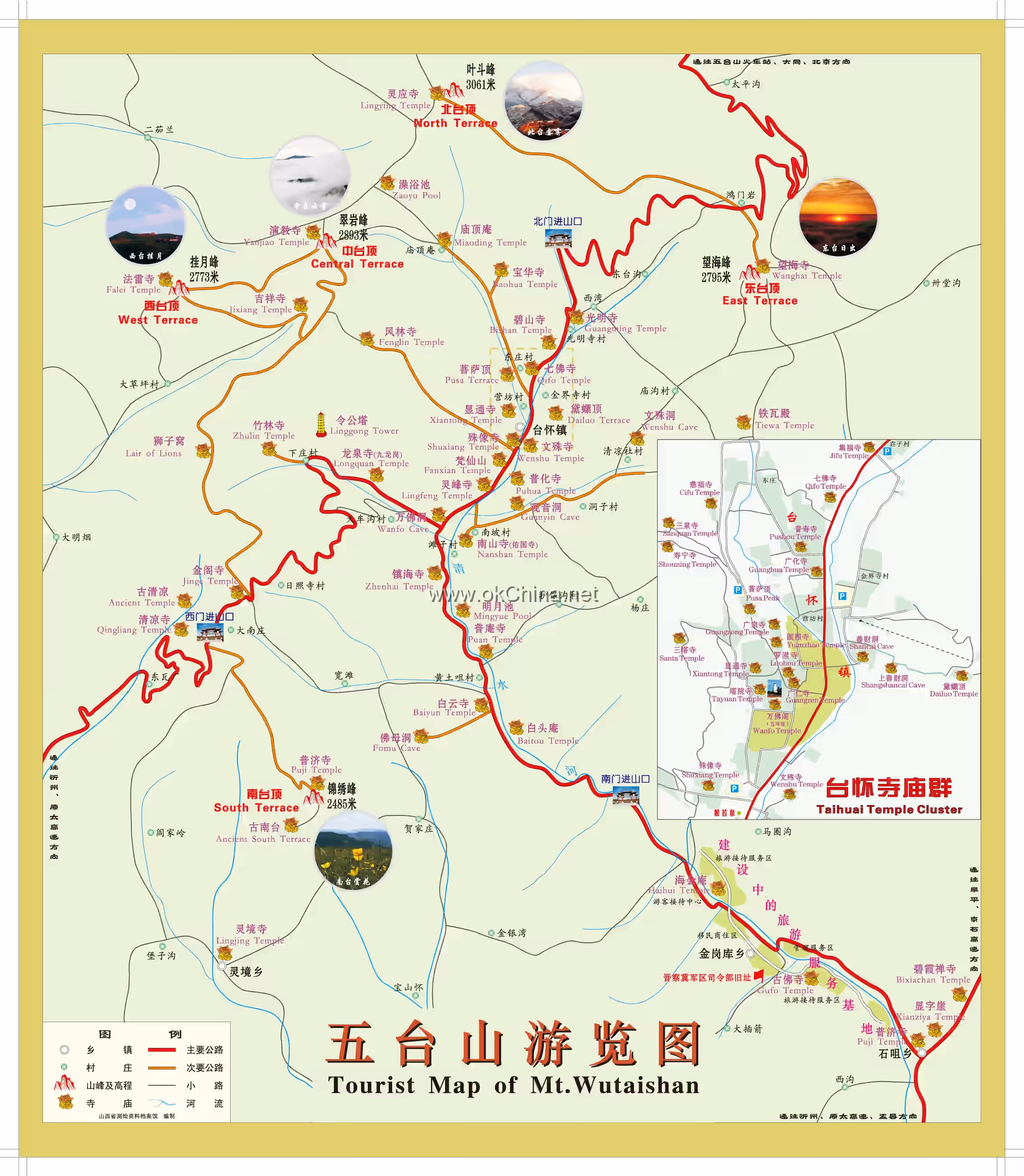 Map of Wutai Mountain Scenic Area