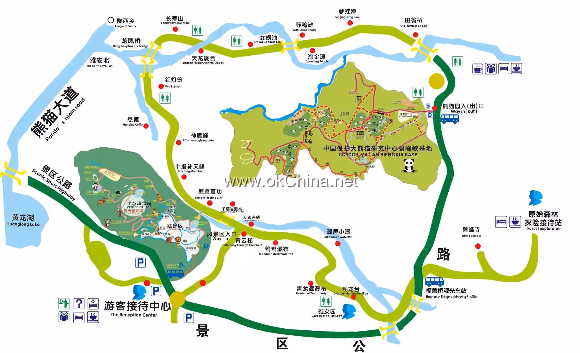 Map of Bifengxia Tourist Area