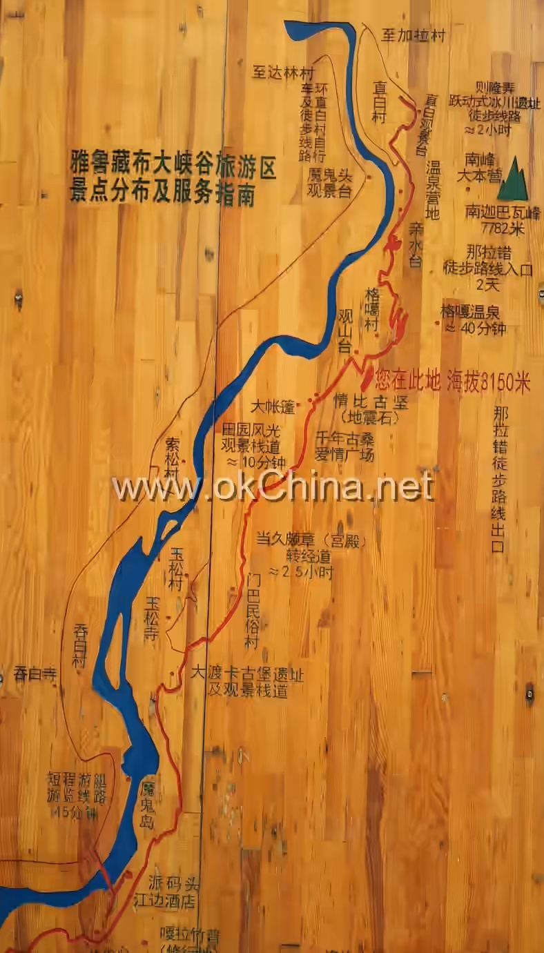 Map of Yarlung Zangbo Grand Canyon Scenic Area