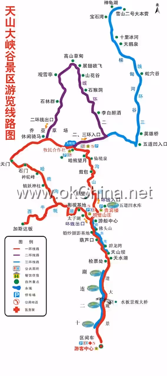 Map of Tianshan Grand Canyon Scenic Area