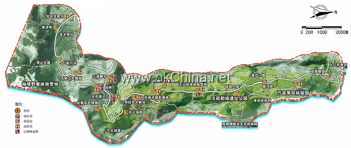 Map of Jiangbulak Scenic Area
