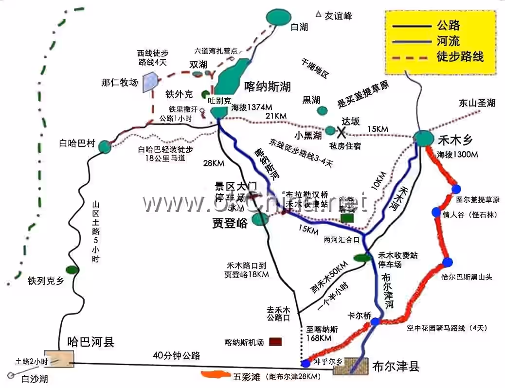 Map of Kanas Scenic Area