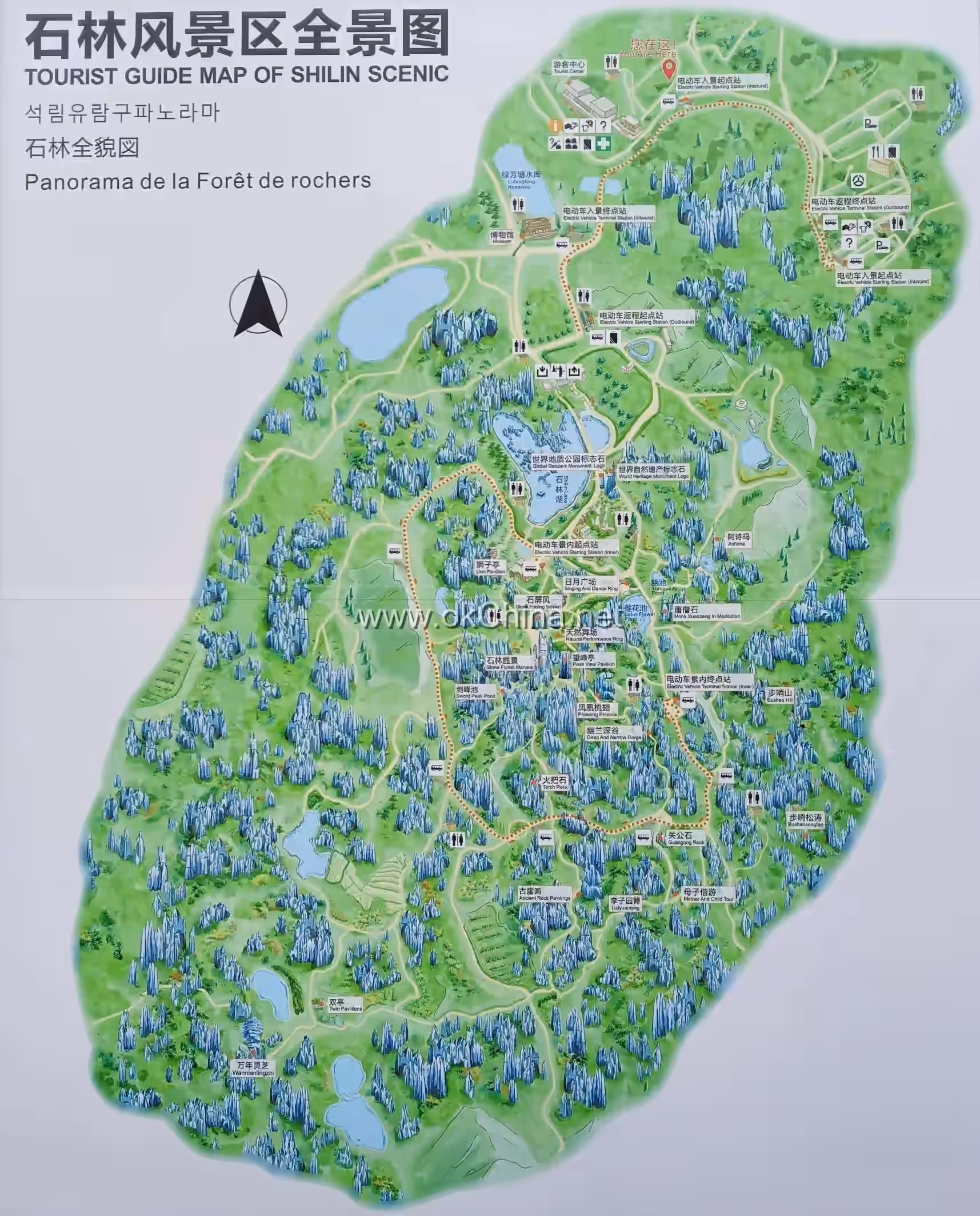 Map of Stone Forest Scenic Area