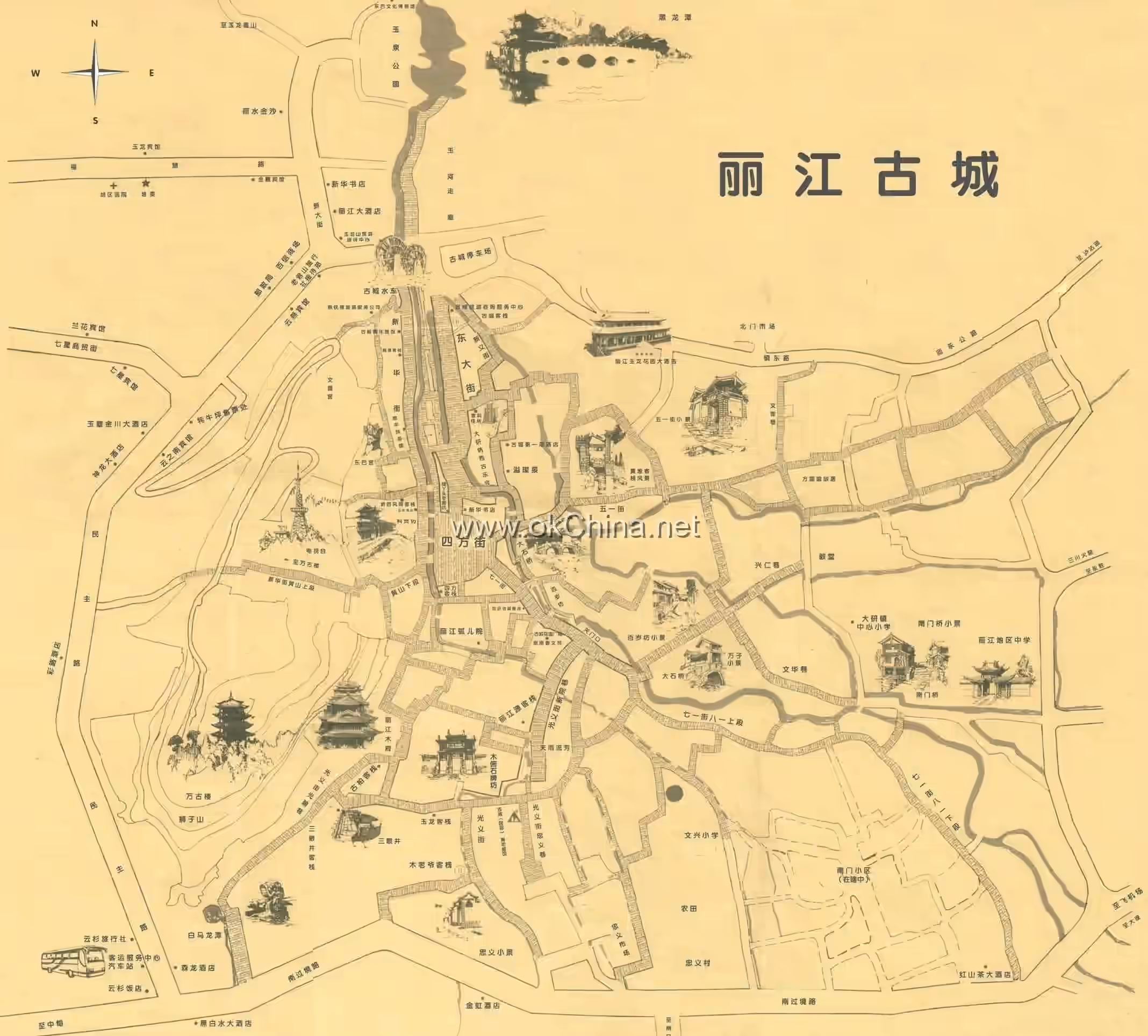 Map of Lijiang Ancient Town Scenic Area