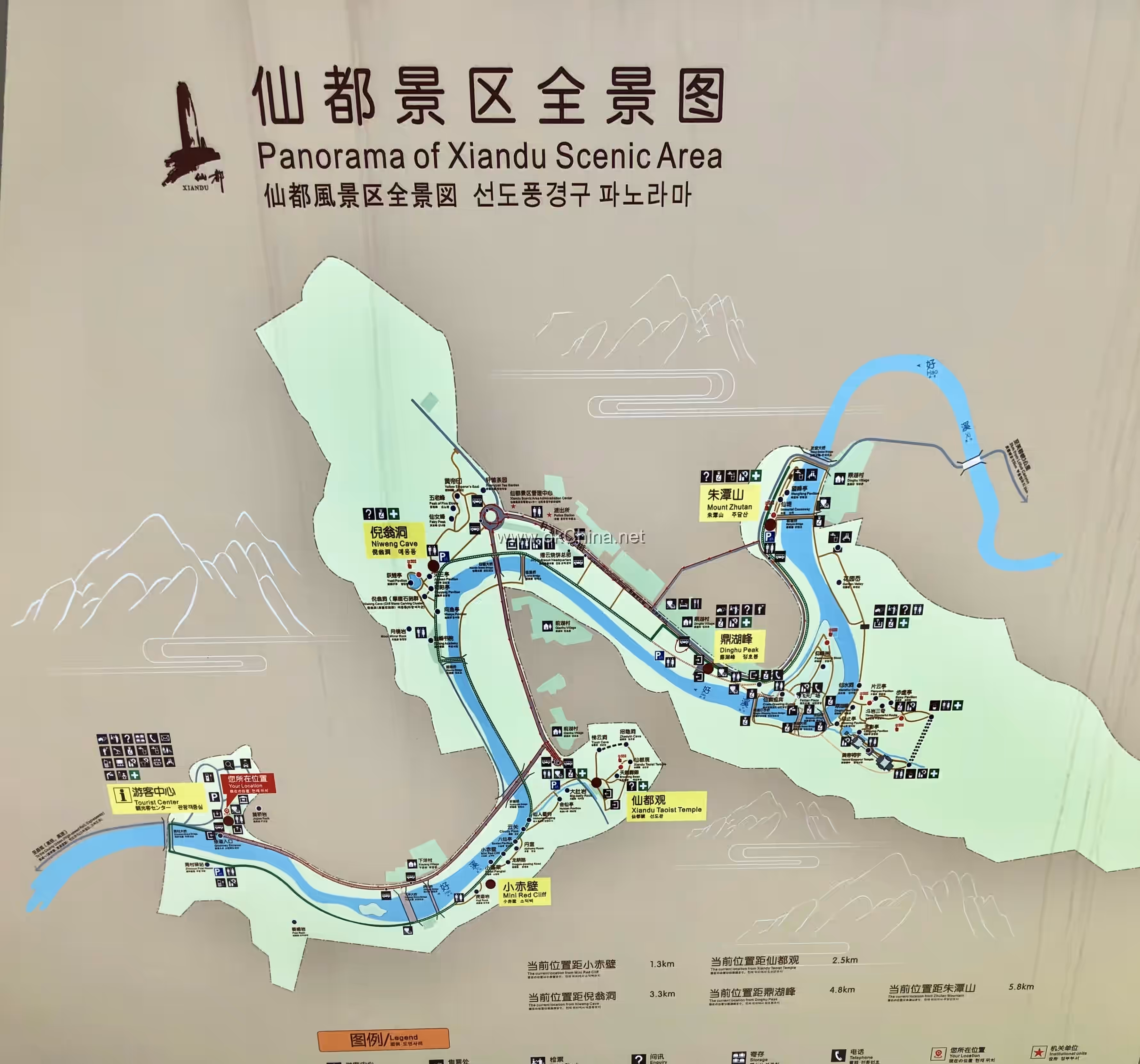 Map of Jinyun Xiandu Scenic Area